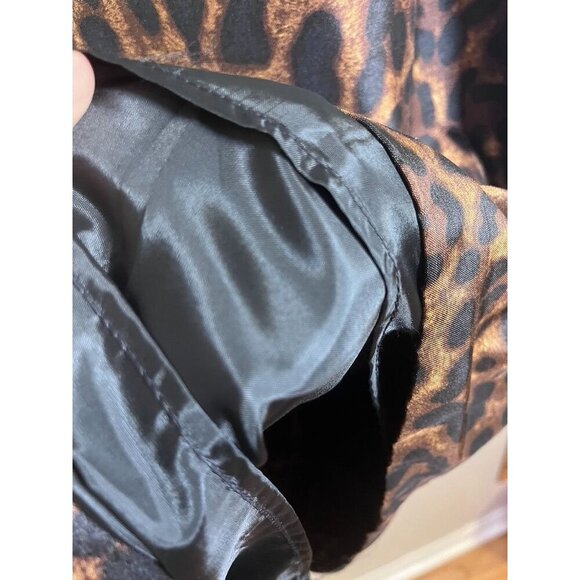 Animal Print Midi Dress 14 Brown Sheath Neutral Classic Old Money Preppy Chic - Picture 5 of 9